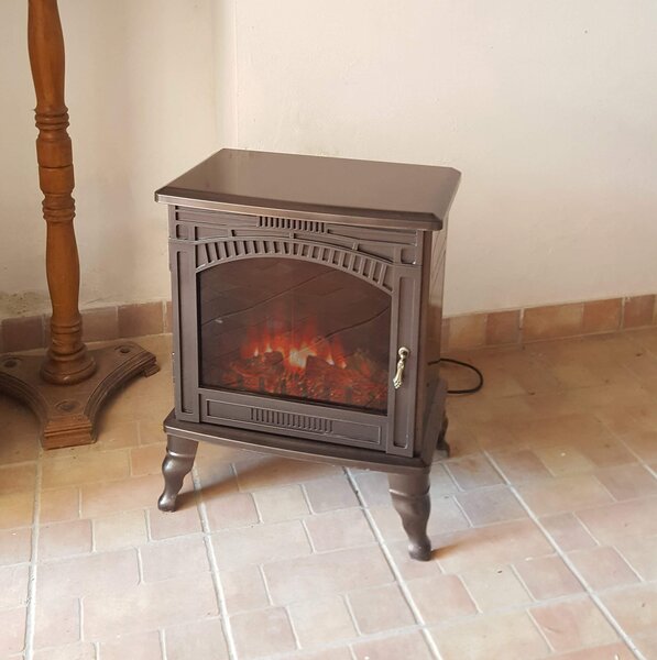 Stufa Elettrica da Pavimento Effetto Fiamma 2000W Vannini Revè Bronzo