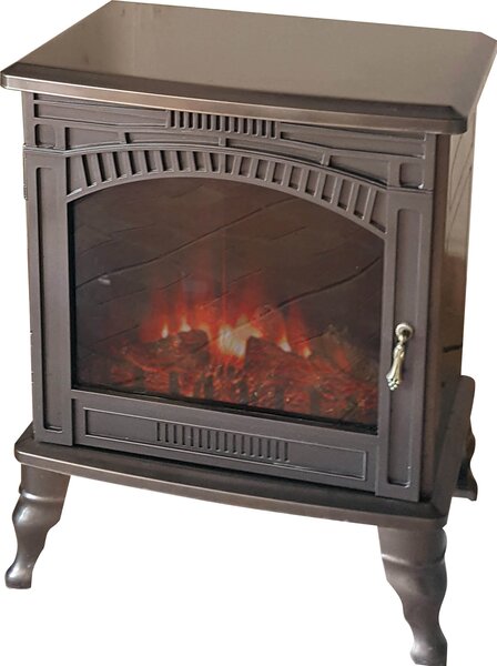 Stufa Elettrica da Pavimento Effetto Fiamma 2000W Vannini Revè Bronzo