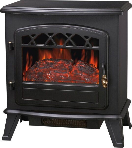 Stufa Elettrica da Pavimento Effetto Fiamma 1850W Vannini Ilona Nero