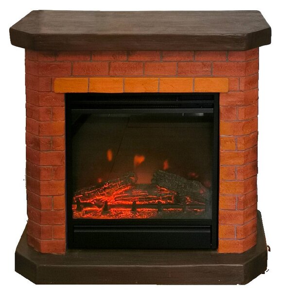 Camino Elettrico da Pavimento 66x65x28 cm Effetto Fiamma 1800W Vannini Bricchetto