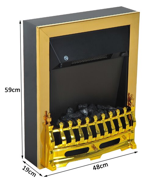 Camino Elettrico da Incasso o Terra 48x19x59 cm 2000W Oro