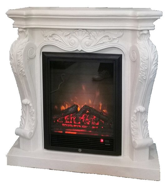 Camino Elettrico da Pavimento 89x34x93 cm Effetto Fiamma 1800W Vannini Impero Bianco