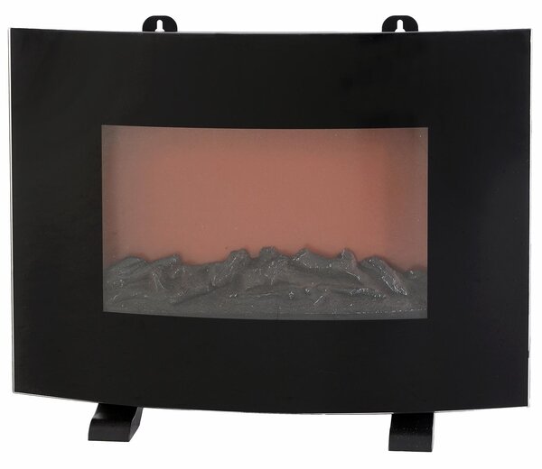 Camino Elettrico da Terra 55x15,5x40 cm 750/1500W Effetto Fiamma Nero