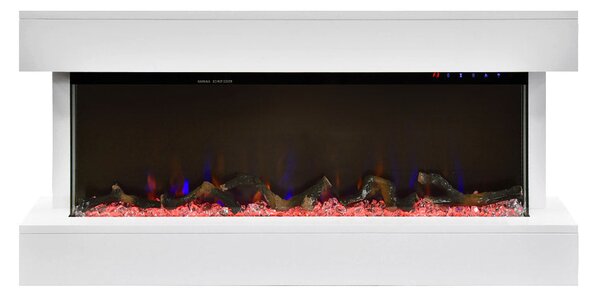 Camino Elettrico da Pavimento Effetto Fiamma 1500W Paige Bianco