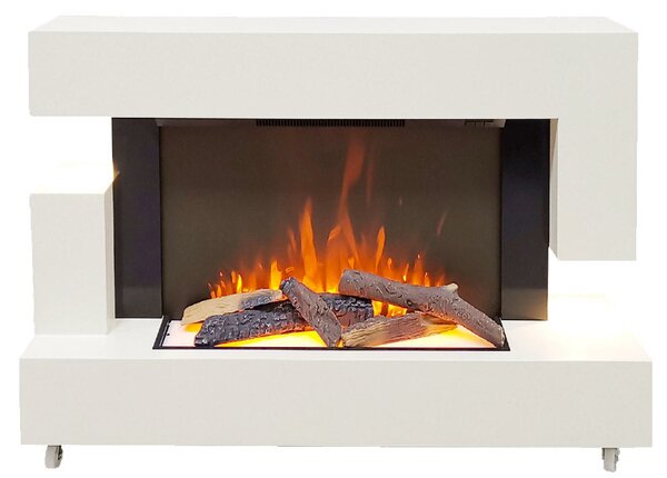 Camino Elettrico da Pavimento Effetto Fiamma 1500W Milano Bianco
