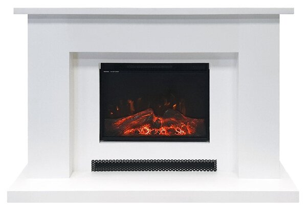 Camino Elettrico da Pavimento Effetto Fiamma 1500W Bianco