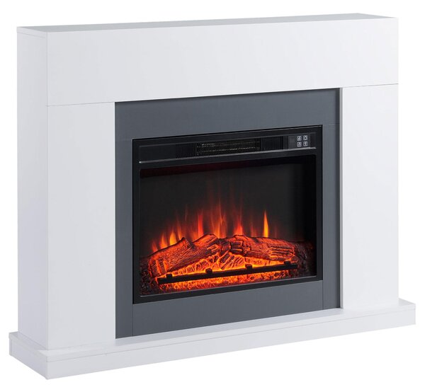 Camino Elettrico da Pavimento 113x26,6x87,5 cm Effetto Fiamma 2000W Bianco