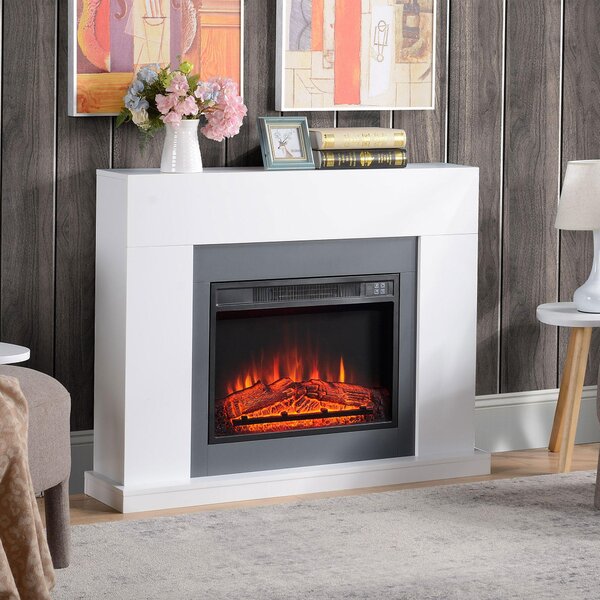 Camino Elettrico da Pavimento 113x26,6x87,5 cm Effetto Fiamma 2000W Bianco