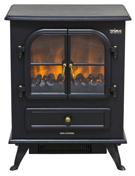 Camino Elettrico da Pavimento Effetto Fiamma 1800W Bauer Nero