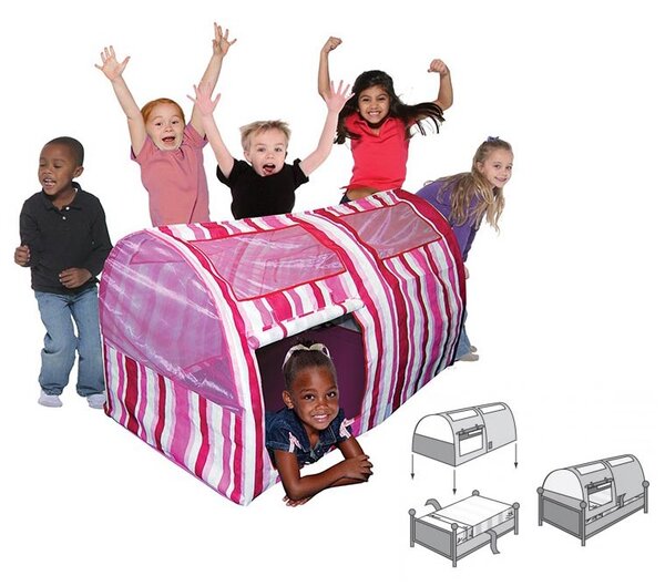 Casetta Tenda Bambini in tessuto Bazoongi Pink Stripe Bed Tent