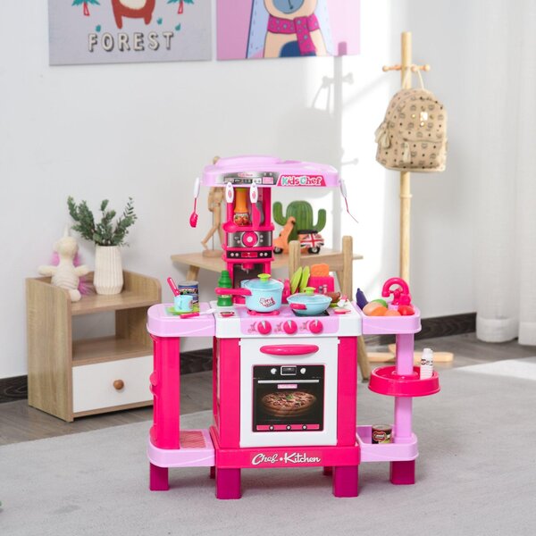 Cucina Giocattolo per Bambini con Utensili 78x29x87 cm Rosa