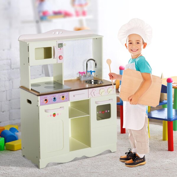 Cucina Giocattolo in Legno con Utensili Bianco 71x30x97.5 cm