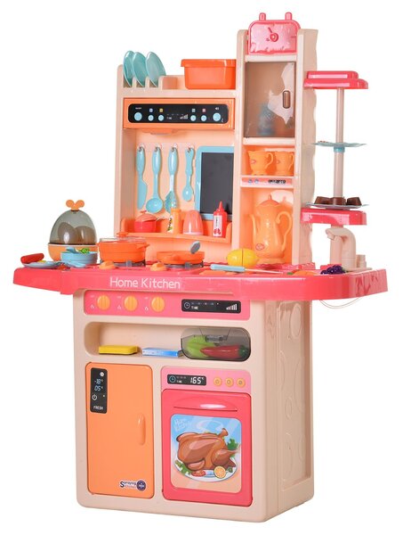 Cucina Giocattolo per Bambini 71x28,5x93,5 cm con Accessori Rosa