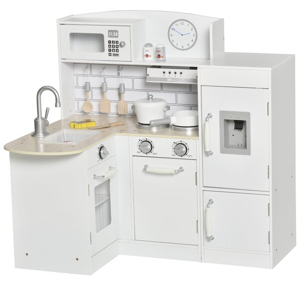 Cucina Giocattolo per Bambini 86x64x84,5 cm con Accessori in Legno Bianca