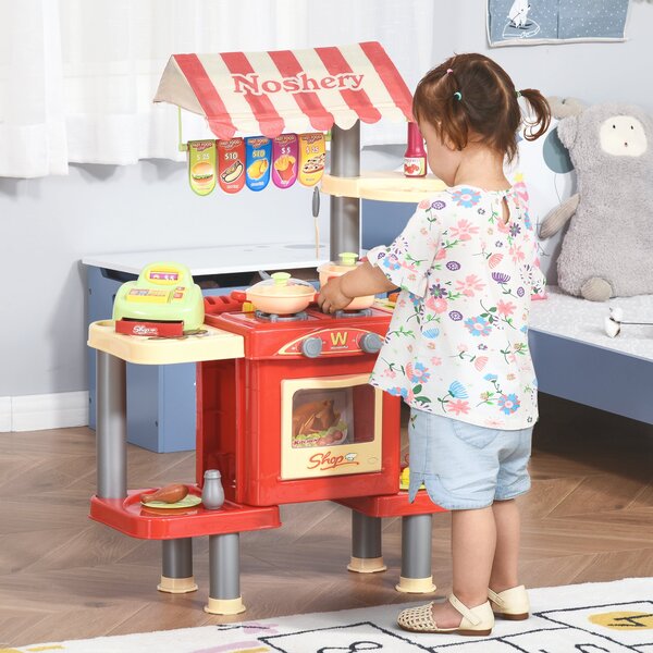 Cucina Giocattolo per Bambini 69X33X88 cm con 50 Accessori Rossa