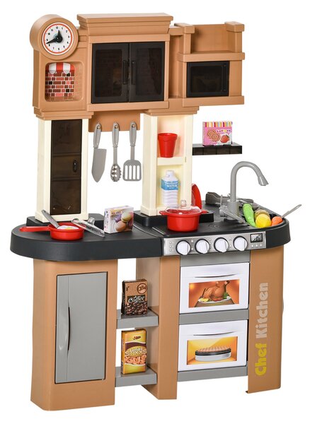 Cucina Giocattolo per Bambini 63x35x84 cm con 58 Accessori Grigio e Marrone