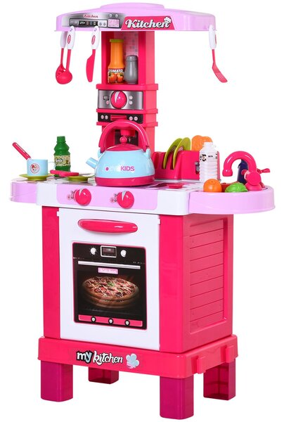 Cucina Giocattolo per Bambini 64x29x87 cm con 33 Accessori Rosa
