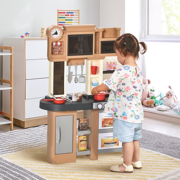 Cucina Giocattolo per Bambini 63x35x84 cm con 58 Accessori Grigio e Marrone