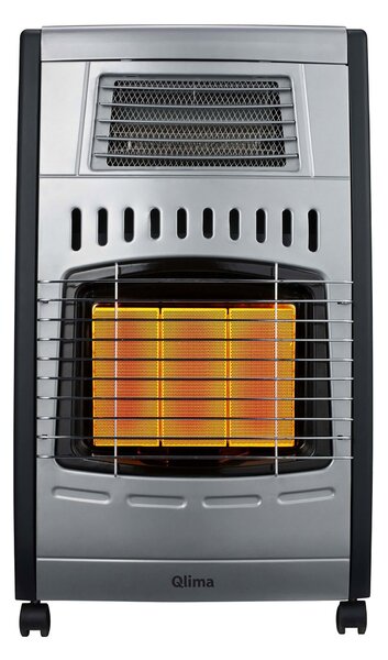 Stufa a Gas Gpl Ventilata da Interno 4,2kW Bombola 15 Kg Qlima GH1062 RF Acciaio e Nero