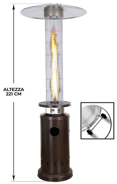 Stufa a Cilindro Gas Gpl da Esterno 13 kW Fire Glass Moka