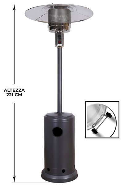 Stufa da Esterno Fungo a Gas Gpl 13 kW Patio Lux Grigia