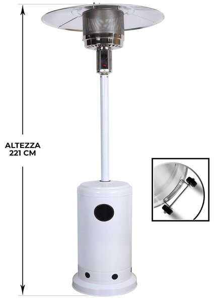 Stufa da Esterno Fungo a Gas Gpl 13 kW Patio Lux Bianca