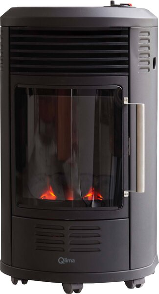 Stufa a Gas Gpl da Interno 3,4 kW Effetto Camino Qlima GH8034R Nera