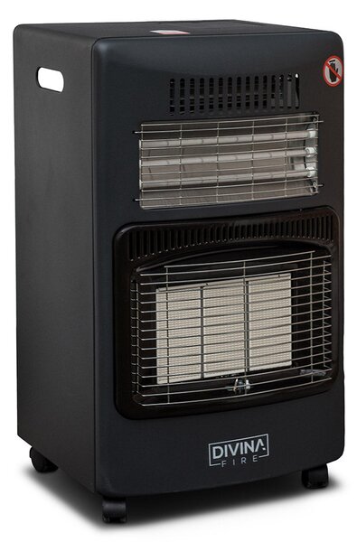 Stufa a Gas Gpl Ventilata da Interno con Ifrarossi e Alogena 4,2 kW Nera
