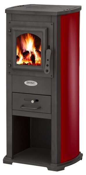 Stufa a Legna 7kW 120 m3 in Acciaio Bordeaux