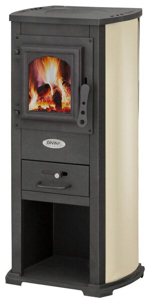 Stufa a Legna 7kW 120 m3 in Acciaio Beige
