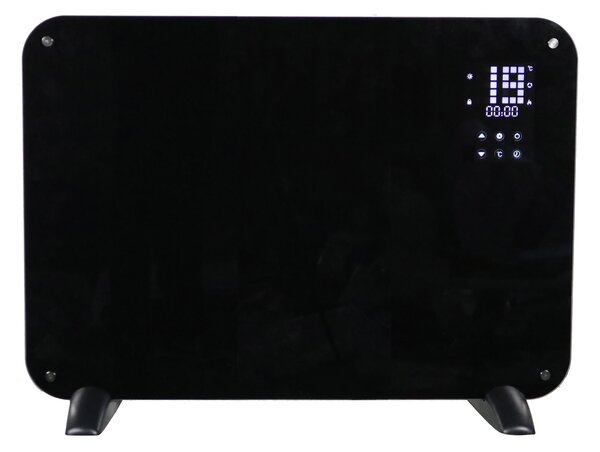 Stufa Elettrica Pannello Riscaldante in Vetro 1000W Vannini Leo Nero