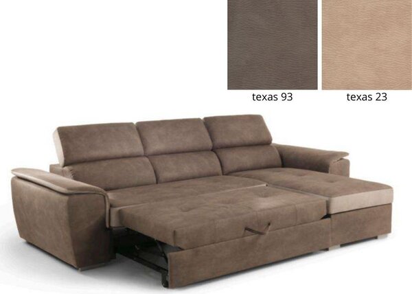 DecHome Divano Angolare 3 Posti Moderno con Chaise Longue Letto Estraibile Vano Contenitore in Tessuto Dimensioni 277x172x75/95 cm colore Marrone/B