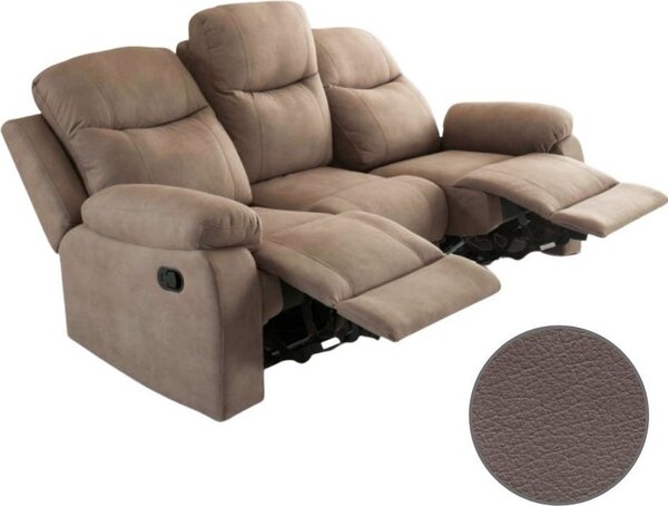 DecHome Divano Relax 3 Posti Moderno Schienale Reclinabile Poggiapiedi estraibile Meccanismo Manuale in Tessuto Dimensioni 211x100x90 cm colore Ele