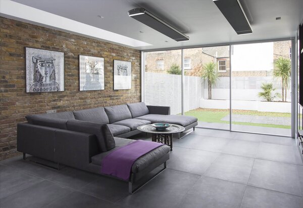 Stufa Elettrica ad Infrarossi 141x20,1x5,8 cm da Soffitto 1800W in Alluminio Dimmerabile Moel Hot-Top Nera
