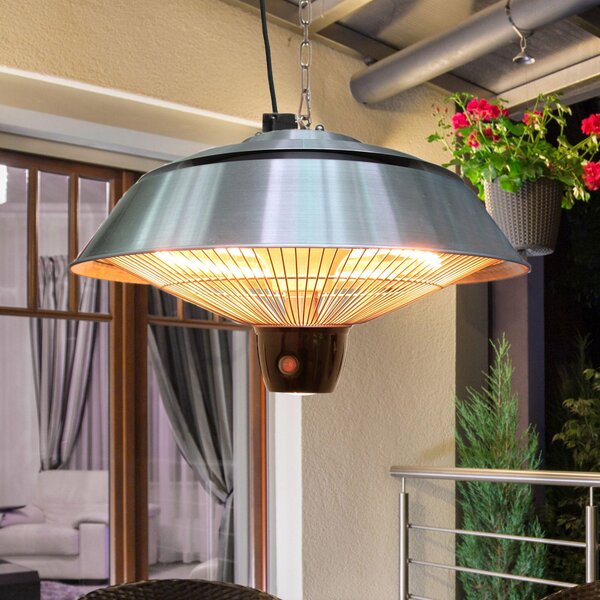 Stufa da Esterno Lampada Riscaldante Elettrica a Sospensione 1500W con Telecomando