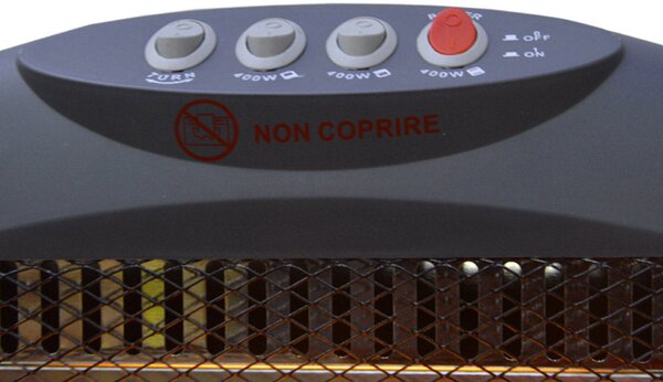 Stufa Alogena 1200W Oscillante 3 Elementi Grigia e Nera