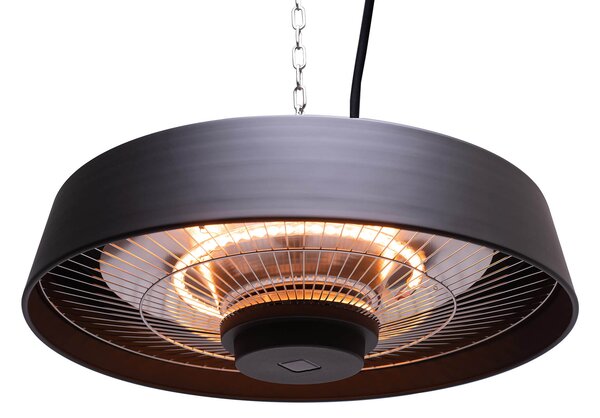 Stufa Elettrica ad Infrarossi Ø48,5 cm a Sospensione da Soffitto 2000W con Telecomando Nera