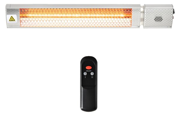 Stufa Elettrica da Parete per Esterno 67,5x10,5x7 cm 2000W Grigia