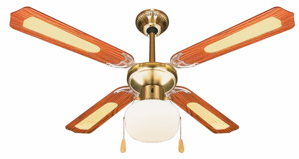 Ventilatore da Soffitto con 4 Pale e Lampada Ø106cm 3 Velocità  Kooper Windy Marrone