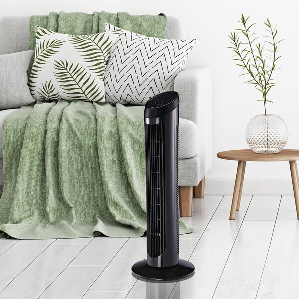 Ventilatore a Colonna Oscillante 45W 27x27x75 cm WindPlus Nero