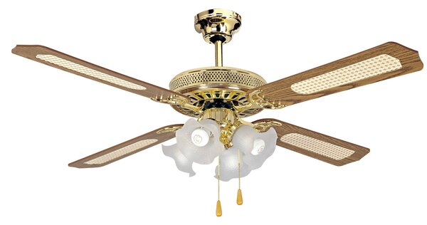 Ventilatore da Soffitto con 4 Pale e 4 Lampade Diametro 130 Cm 3 Velocità
