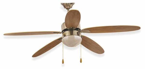 Ventilatore da Soffitto 5 Pale e Lampada Ø130 cm 3 Velocità Kooper Marrone