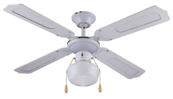 Ventilatore da Soffitto con 4 Pale e Lampada Ø105 cm 3 Velocità Bianco