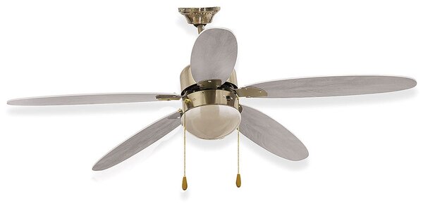 Ventilatore da Soffitto 5 Pale e Lampada E27 in MDF Ø130 cm 3 Velocità Kooper Rovere Bianco