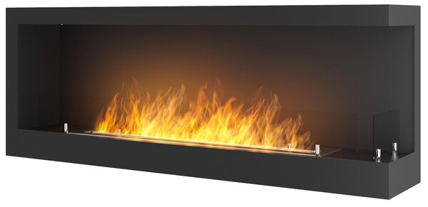 Camino a Bioetanolo da Incasso 120x45 cm Corner 1200 Right Destro Nero con Vetro