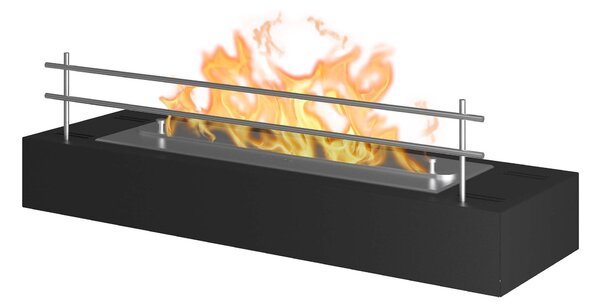 Camino a Bioetanolo da Tavolo 60x19 cm Firebox 600 Nero con Vetro