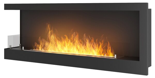 Camino a Bioetanolo da Incasso 120x45 cm Corner 1200 Left Sinistro Nero con Vetro