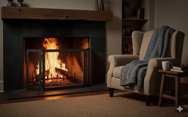 Parascintille con Antine 90x40 cm per Camino a Legna in Ferro Belfer 3008 Antracite