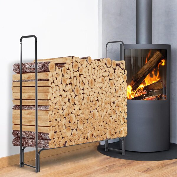 Portalegna per Camino 122x35x122 cm in Ferro Nero