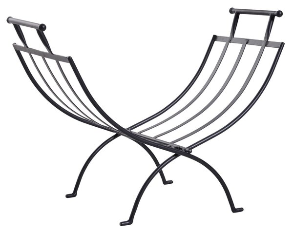 Portalegna Legnaia Pieghevole in Ferro 60x35x45 cm Max 30Kg Nero